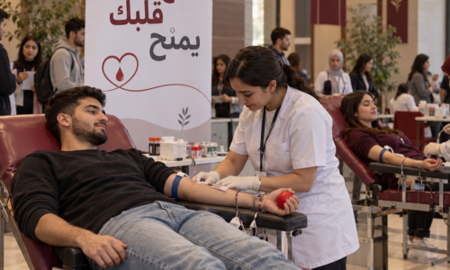جامعة العين تنظم حملة للتبرع بالدم تحت شعار «دع قلبك يمنح»
